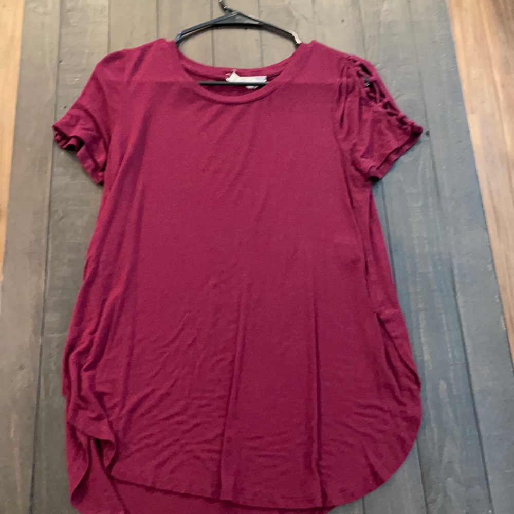 Medium Maroon Top with Sleeve Cutouts - Pink Republic